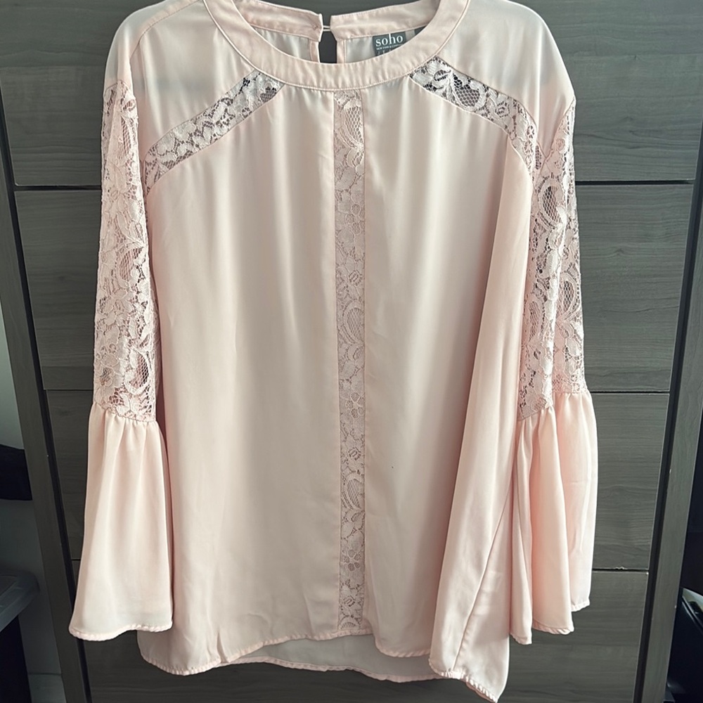 Soho Pink Flutter Sleeve Blouse Size XXL
